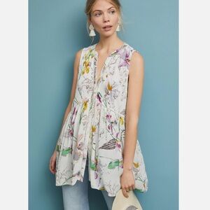 Anthropologie Multicolor Floral Tunic Top